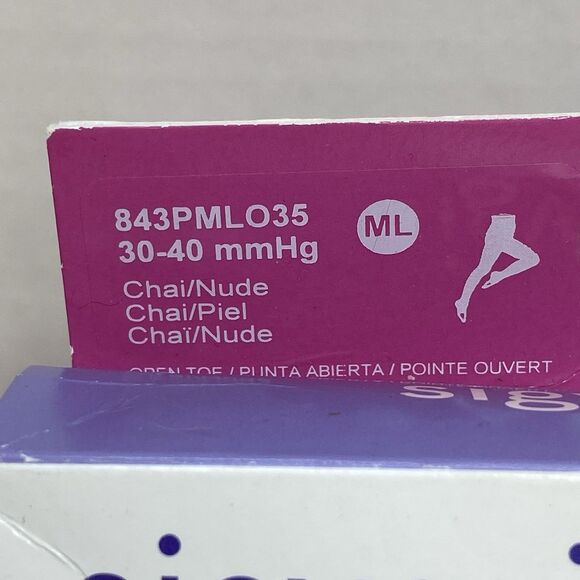 Sigvaris 30-40 mmHg Nude Beige Size ML Soft Opaque Compression Hosiery 843PMLO35 - Picture 2 of 10